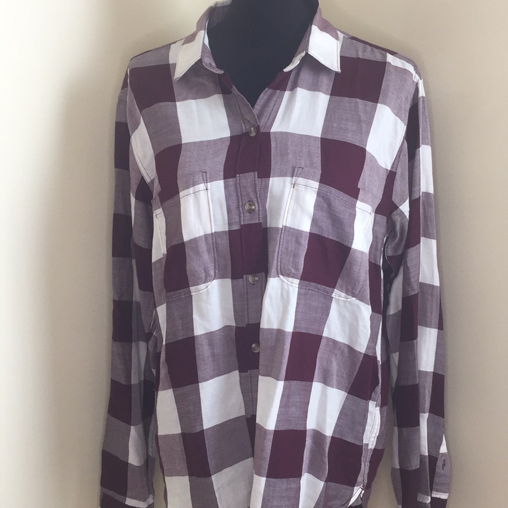 A&F Purple Plaid Long Sleeve Top Size Medium